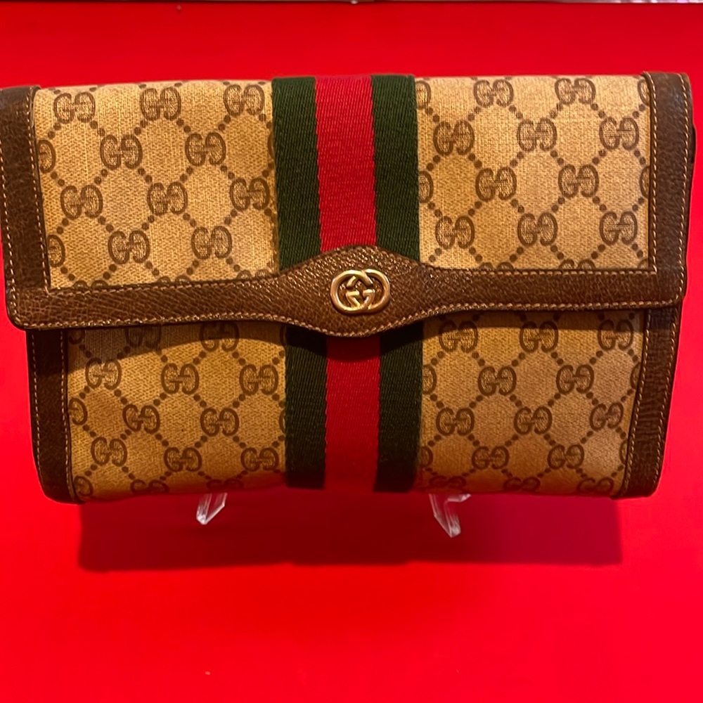 AUTHENTIC VINTAGE GUCCI PVC/LEATHER CLUTCH